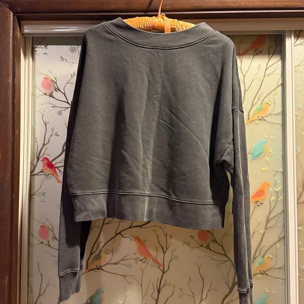 Free People Movement Women's Black Cropped Sweatshirt - Picture 3 of 5